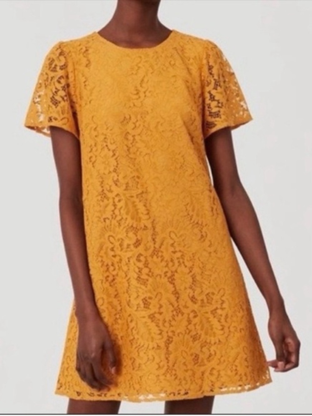 Chic Yellow Lace Mini Dress